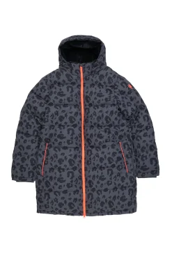 Women Scamp & Dude Dark Grey with Black Leopard Puffer Coat