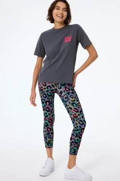 Women Scamp & Dude Dark Khaki with Rainbow Shadow Leopard 7/8 Length Active Leggings