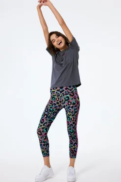 Women Scamp & Dude Dark Khaki with Rainbow Shadow Leopard 7/8 Length Active Leggings