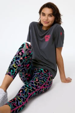 Women Scamp & Dude Dark Khaki with Rainbow Shadow Leopard 7/8 Length Active Leggings