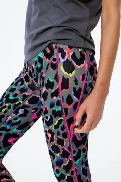 Women Scamp & Dude Dark Khaki with Rainbow Shadow Leopard 7/8 Length Active Leggings