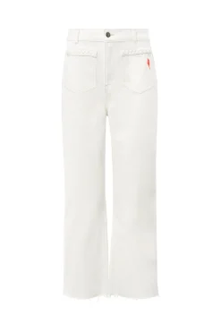 Women Scamp & Dude Ecru Cropped Wide Leg Jeans