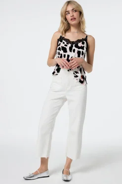 Women Scamp & Dude Ecru Cropped Wide Leg Jeans