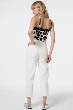 Women Scamp & Dude Ecru Cropped Wide Leg Jeans