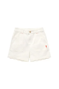 Women Scamp & Dude Ecru Scallop Denim Shorts