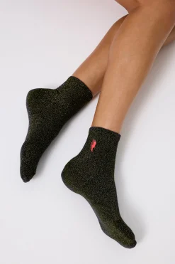 Women Scamp & Dude Gold Lurex Socks