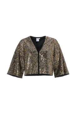 Women Scamp & Dude Gold with Silver Sequin Cropped Jacket