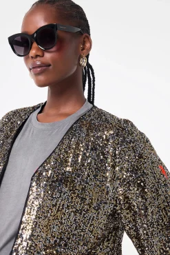 Women Scamp & Dude Gold with Silver Sequin Cropped Jacket