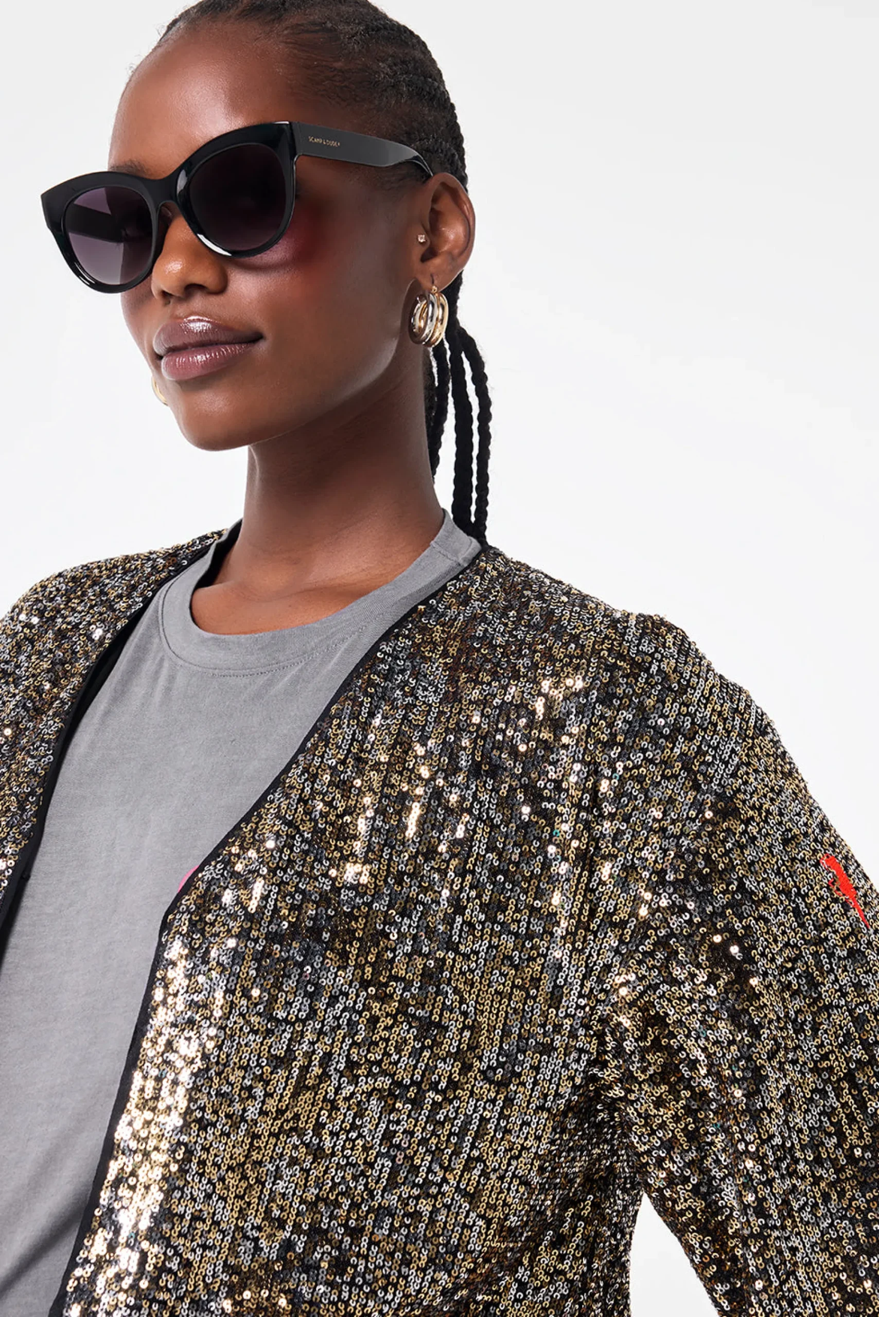 Women Scamp & Dude Gold with Silver Sequin Cropped Jacket