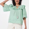 Women Scamp & Dude Green Cutwork Blouse