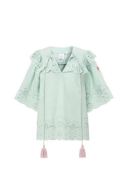 Women Scamp & Dude Green Cutwork Blouse