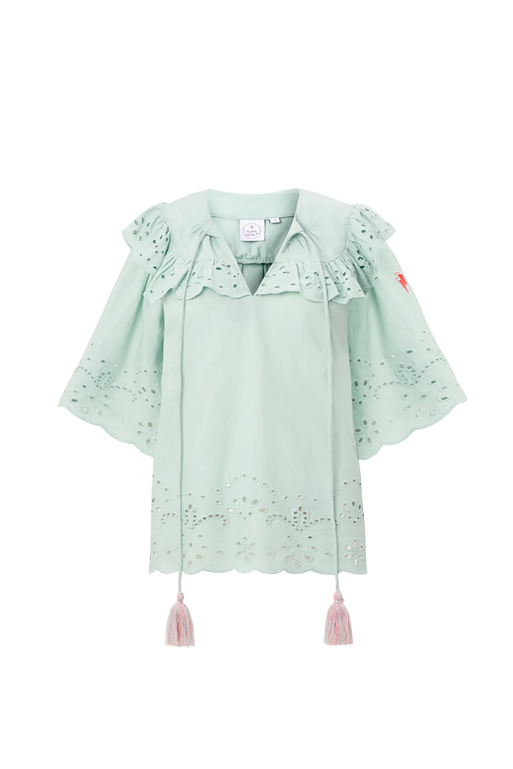 Women Scamp & Dude Green Cutwork Blouse