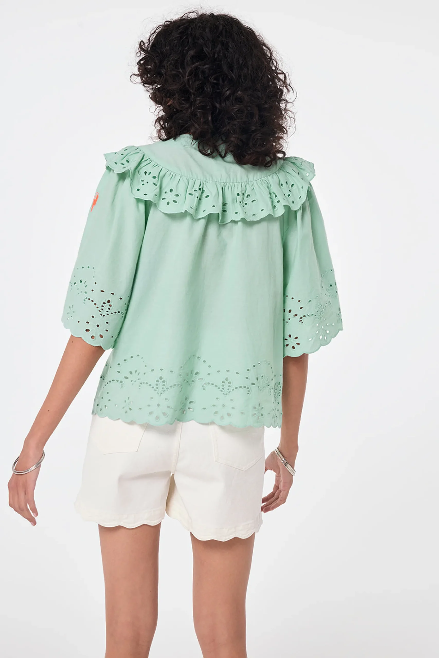 Women Scamp & Dude Green Cutwork Blouse
