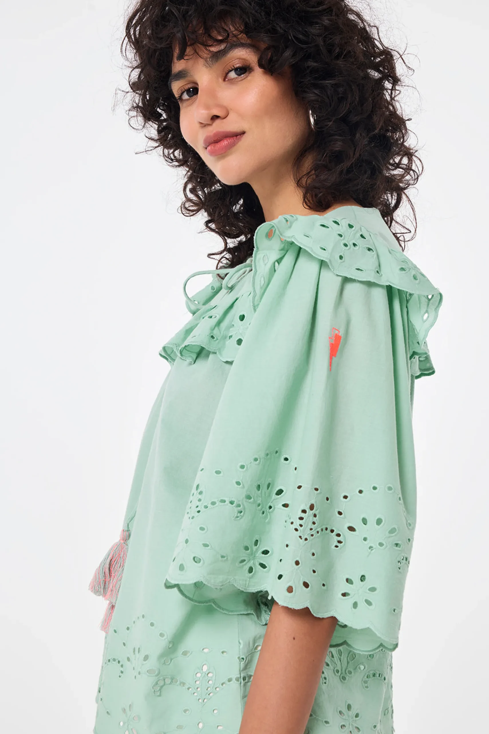 Women Scamp & Dude Green Cutwork Blouse