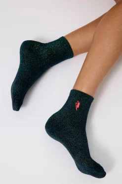 Women Scamp & Dude Green Lurex Socks