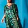 Women Scamp & Dude Green Ombre Engineered Animal Print Kaftan
