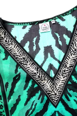 Women Scamp & Dude Green Ombre Engineered Animal Print Kaftan