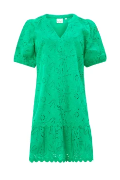 Women Scamp & Dude Green V-Neck Broderie Short Dress