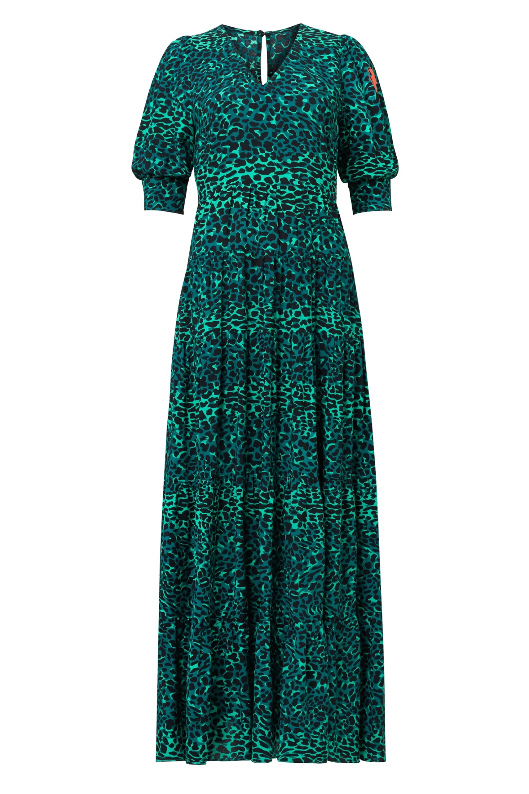 Women Scamp & Dude Green with Black Wild Leopard Maxi Dress