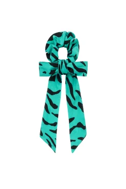 Women Scamp & Dude Green with Black Zebra Bow Scrunchie