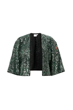 Women Scamp & Dude Green with Silver Sequin Cropped Jacket