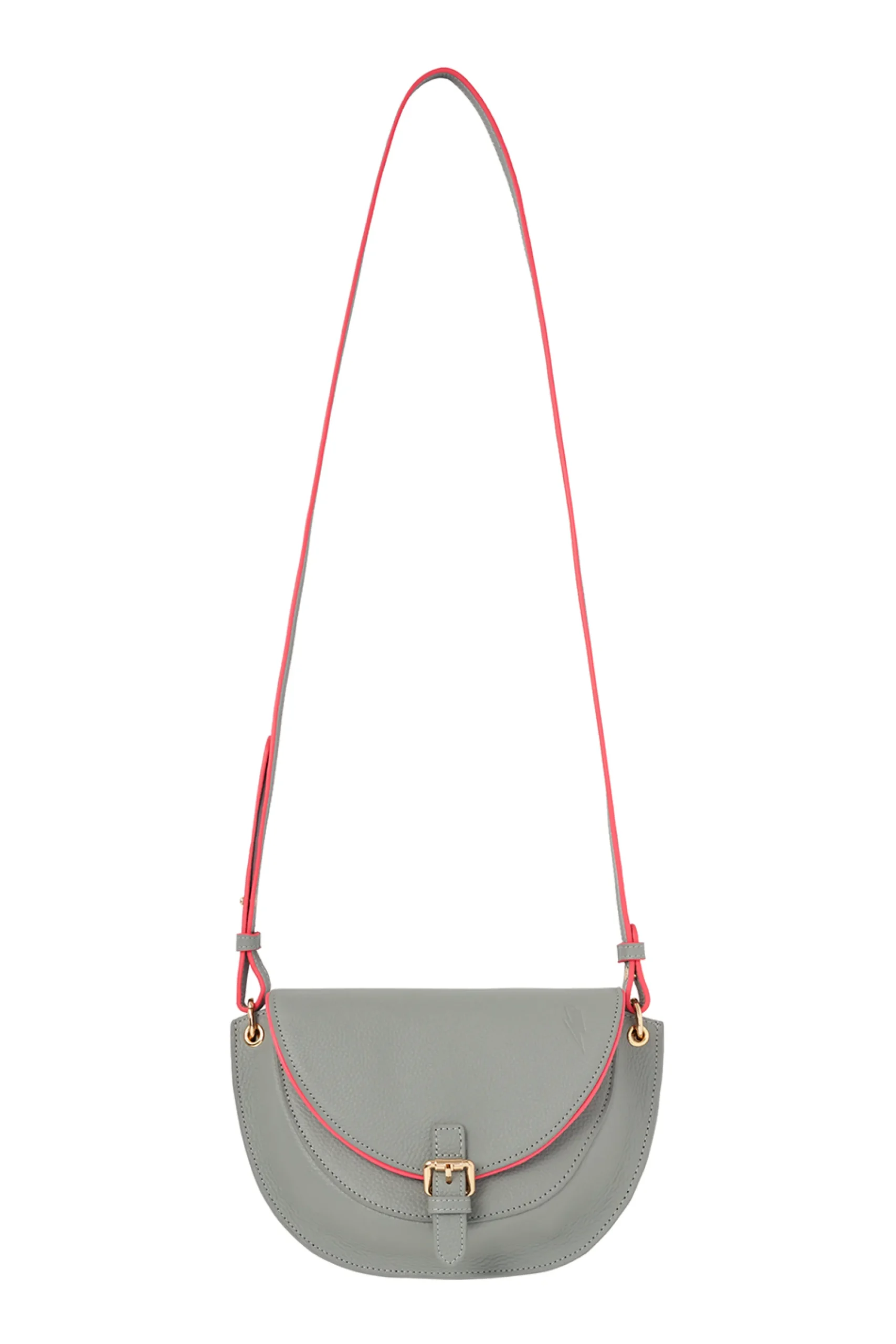 Women Scamp & Dude Grey Leather Saddle Bag