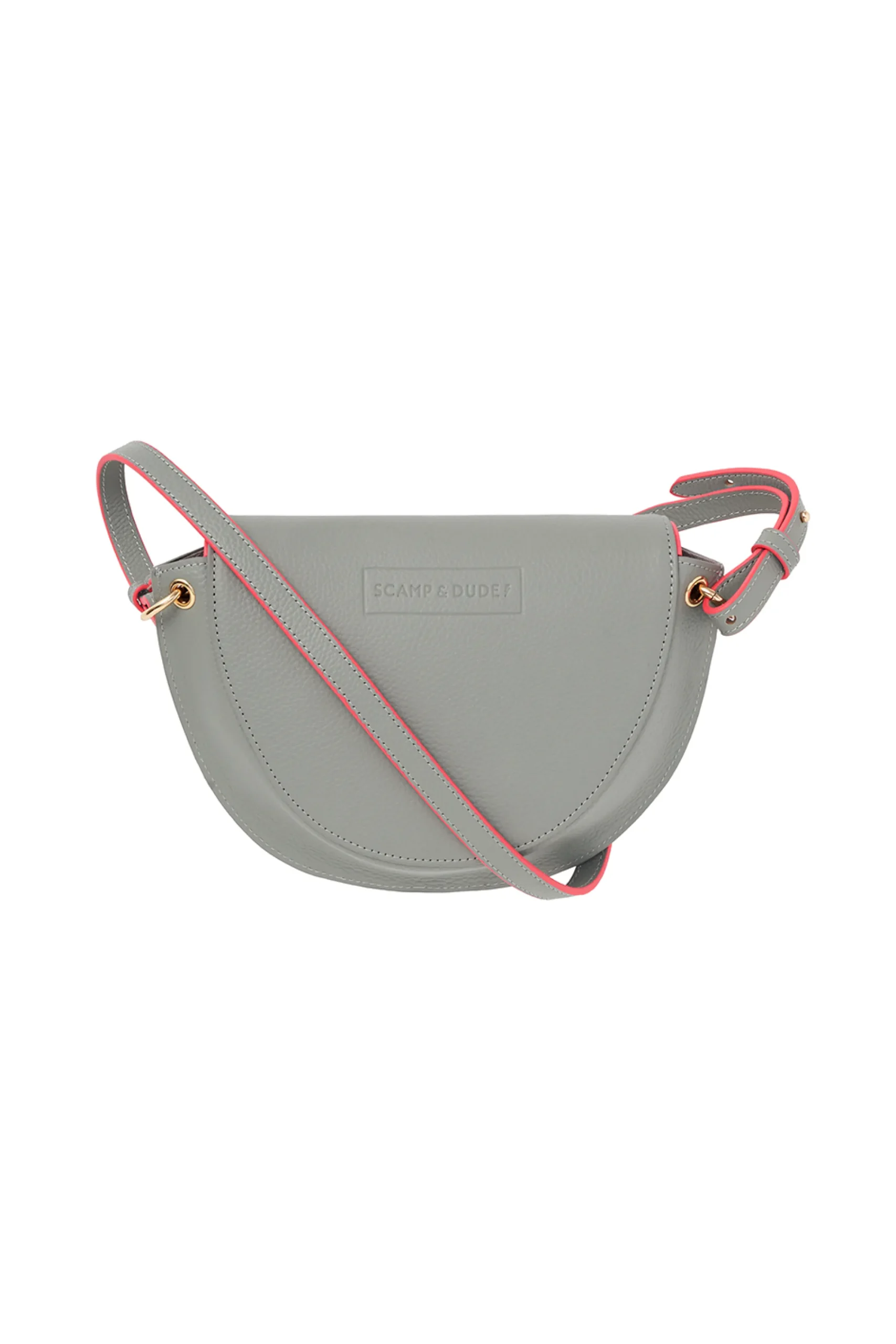 Women Scamp & Dude Grey Leather Saddle Bag