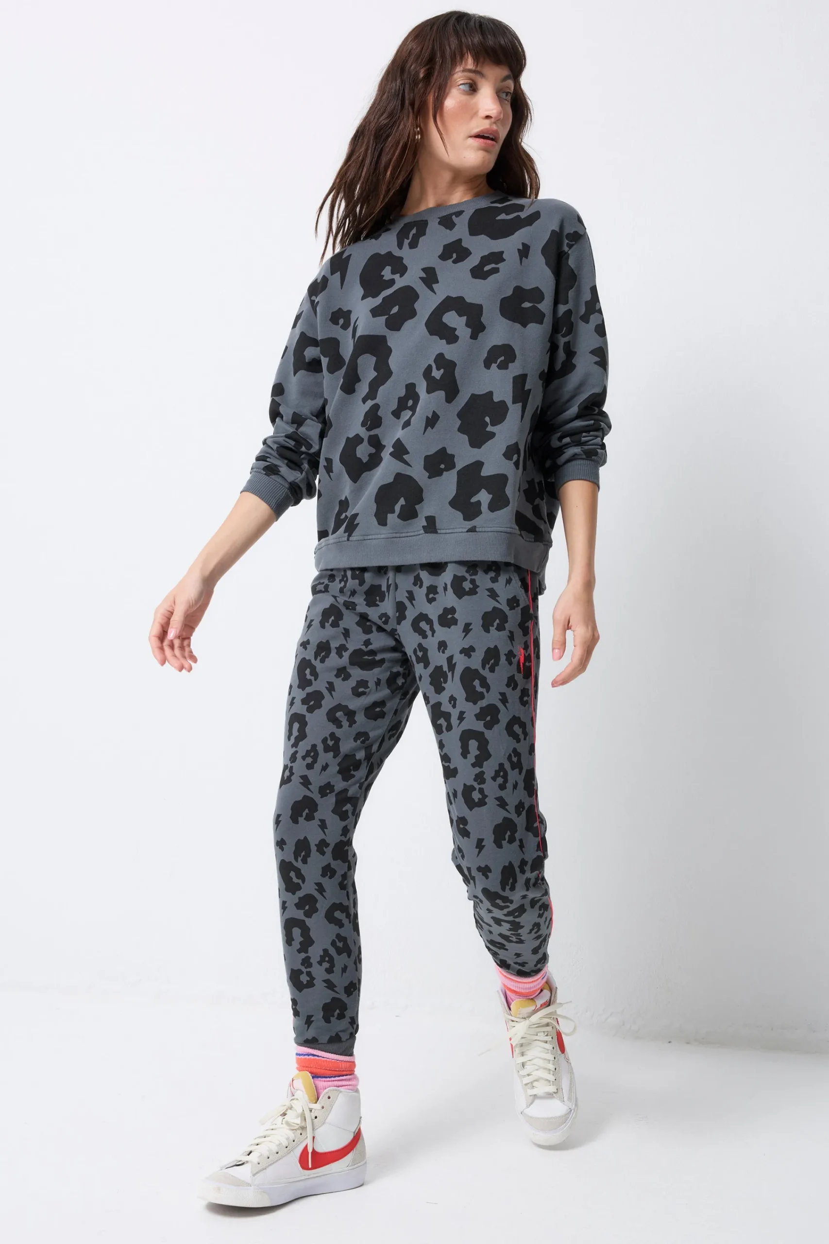 Women Scamp & Dude Grey Leopard Cosy Joggers