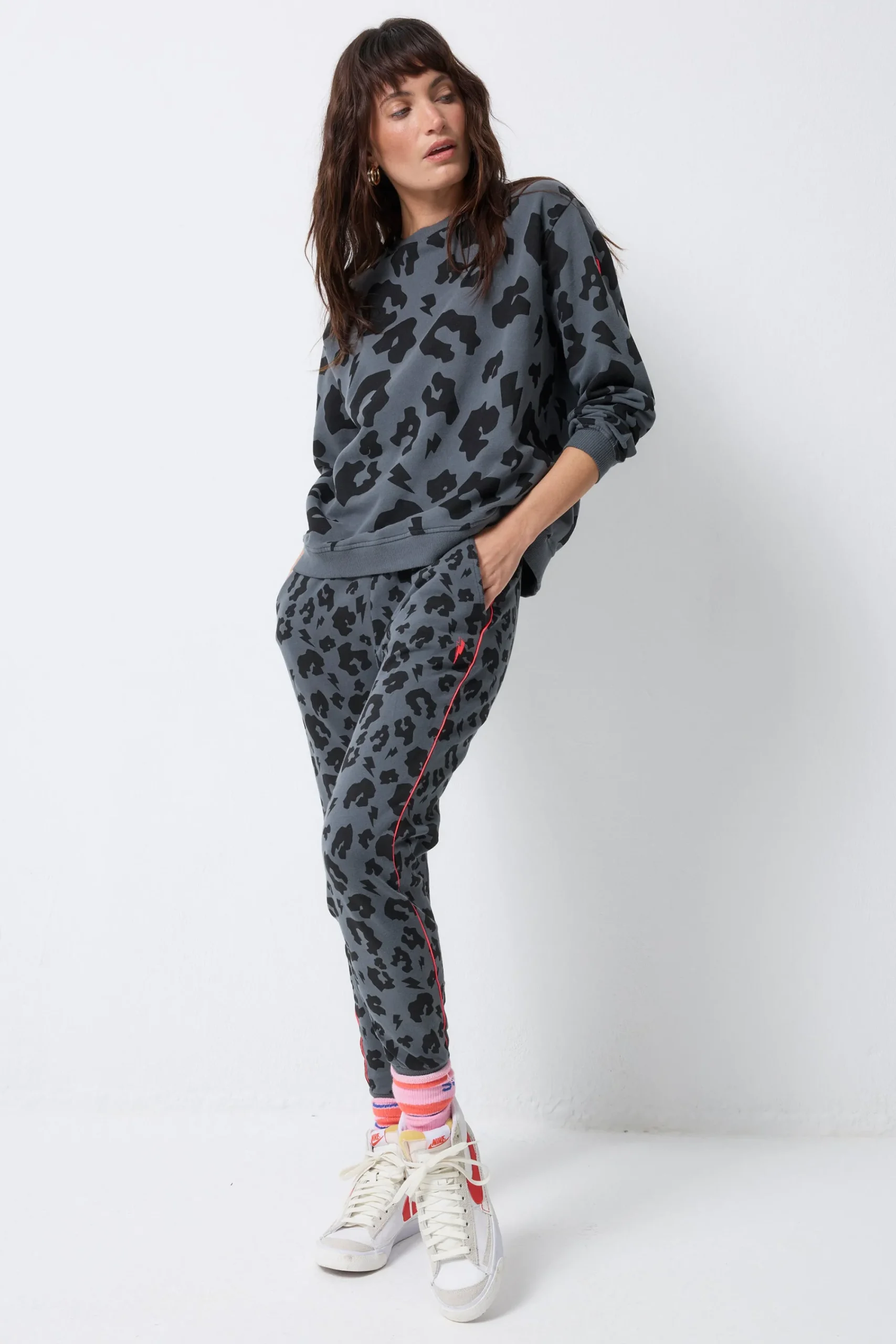Women Scamp & Dude Grey Leopard Cosy Joggers