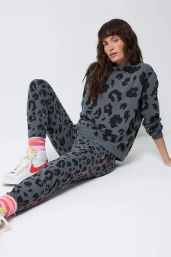 Women Scamp & Dude Grey Leopard Cosy Joggers