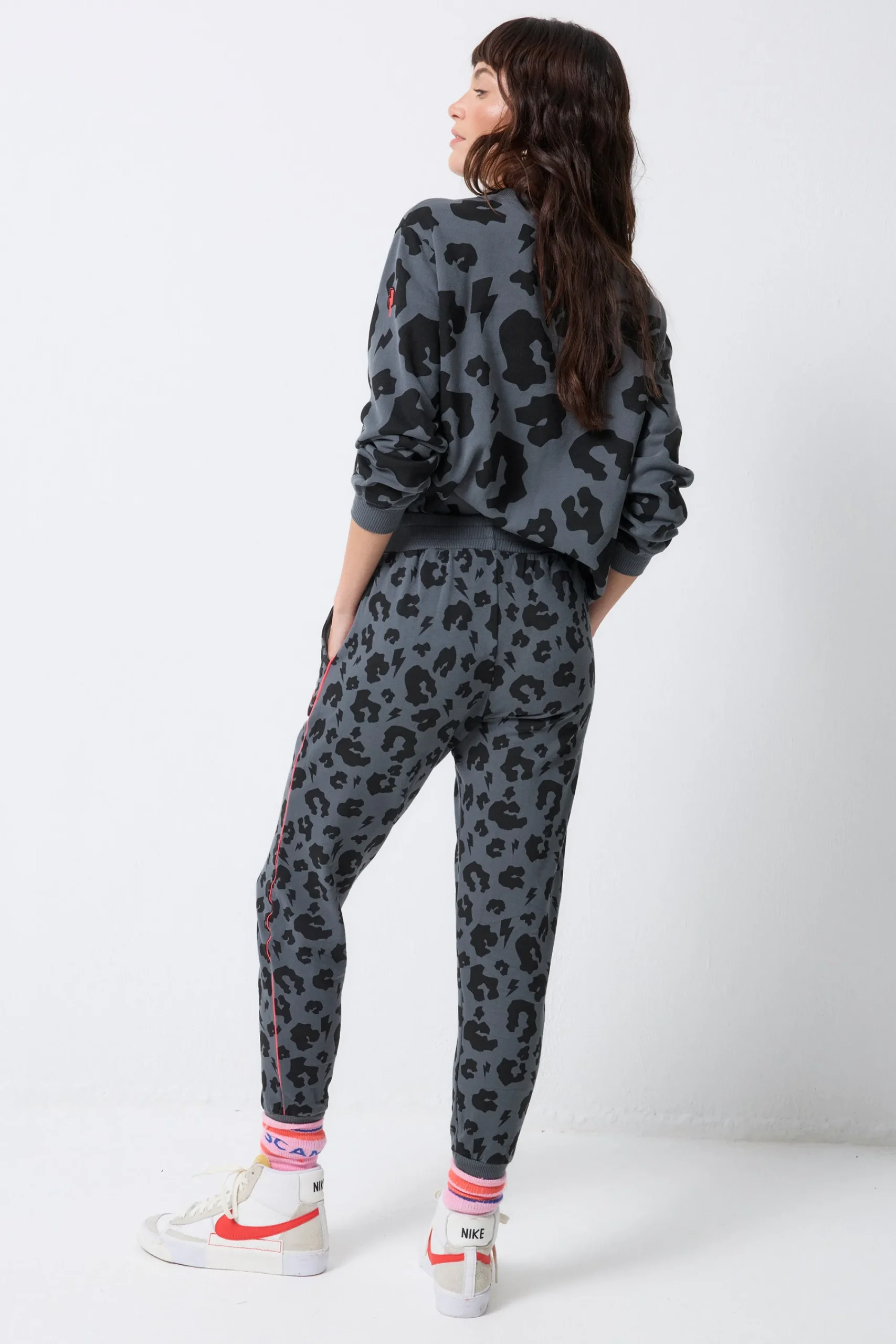 Women Scamp & Dude Grey Leopard Cosy Joggers