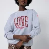 Women Scamp & Dude Grey Love Cheetah Oversized Sweatshirt