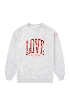 Women Scamp & Dude Grey Love Cheetah Oversized Sweatshirt