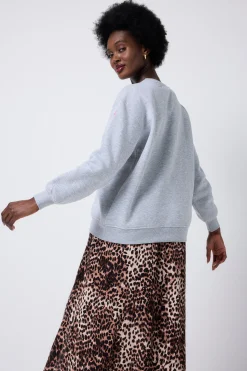 Women Scamp & Dude Grey Love Cheetah Oversized Sweatshirt