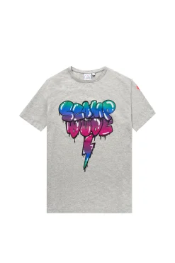 Women Scamp & Dude Grey Marl Bubble Graffiti Slogan T-Shirt