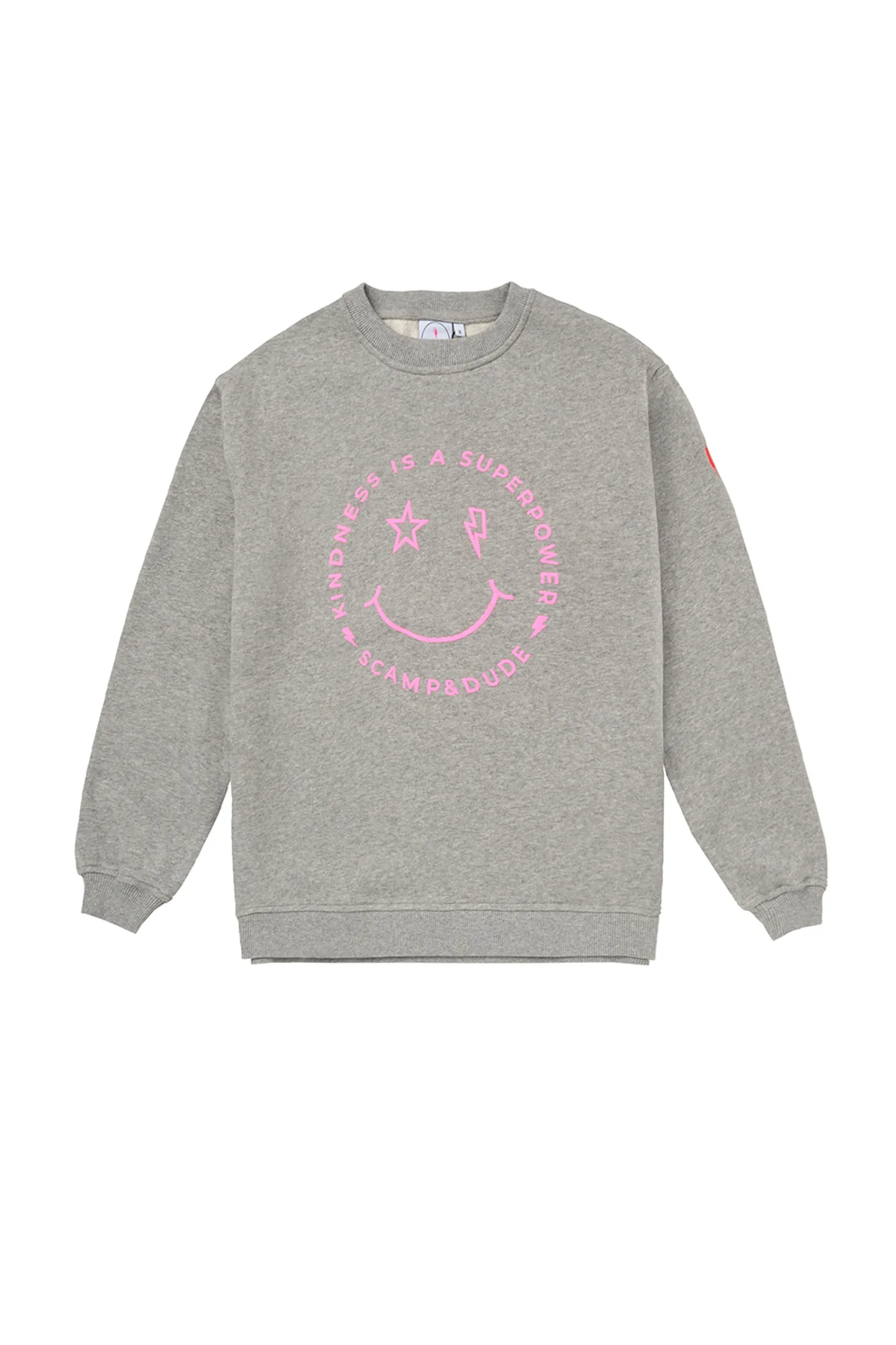 Women Scamp & Dude Grey Marl Smiley Face Oversized Sweatshirt