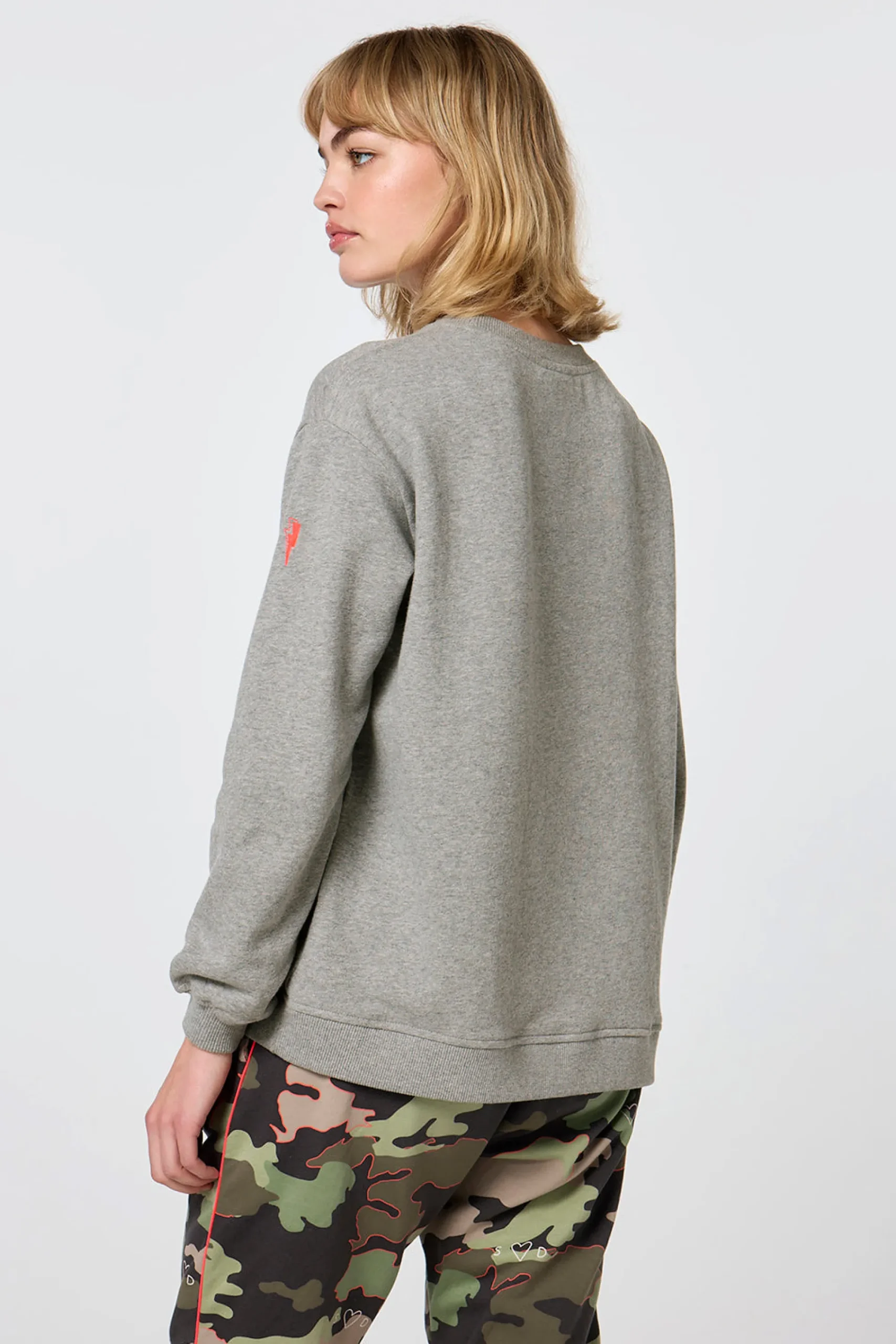 Women Scamp & Dude Grey Marl Smiley Face Oversized Sweatshirt