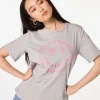 Women Scamp & Dude Grey Marl Smiley Face T-Shirt