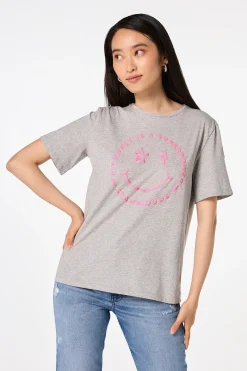 Women Scamp & Dude Grey Marl Smiley Face T-Shirt