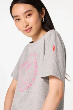 Women Scamp & Dude Grey Marl Smiley Face T-Shirt