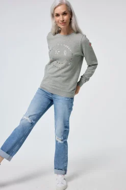 Women Scamp & Dude Grey Marl with Rainbow Foil Smiley Face Classic Sweatshirt
