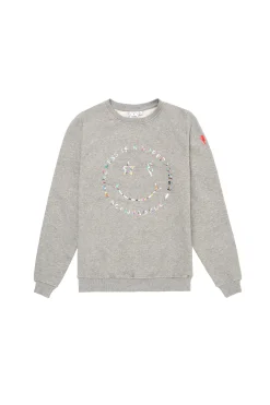 Women Scamp & Dude Grey Marl with Rainbow Foil Smiley Face Classic Sweatshirt