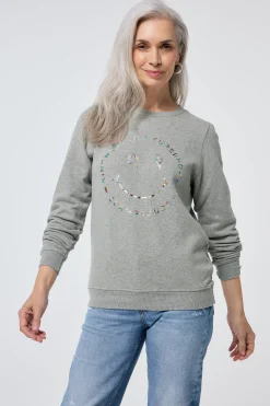 Women Scamp & Dude Grey Marl with Rainbow Foil Smiley Face Classic Sweatshirt