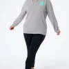 Women Scamp & Dude Grey Marl with Turquoise Smiley Face Longline Hoodie