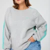 Women Scamp & Dude Grey Marl with Turquoise Colourblock Relaxed Sweatshirt