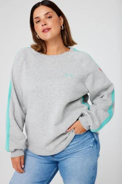 Women Scamp & Dude Grey Marl with Turquoise Colourblock Relaxed Sweatshirt