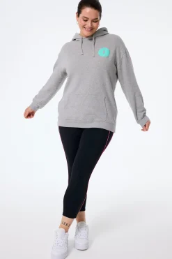 Women Scamp & Dude Grey Marl with Turquoise Smiley Face Longline Hoodie