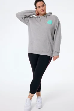 Women Scamp & Dude Grey Marl with Turquoise Smiley Face Longline Hoodie