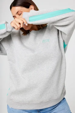 Women Scamp & Dude Grey Marl with Turquoise Colourblock Relaxed Sweatshirt