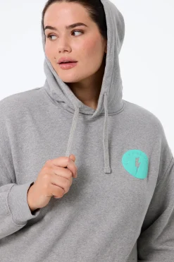 Women Scamp & Dude Grey Marl with Turquoise Smiley Face Longline Hoodie